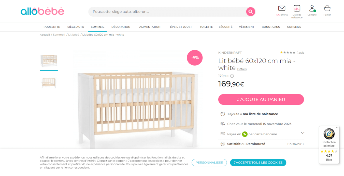 ajout produit allobebe